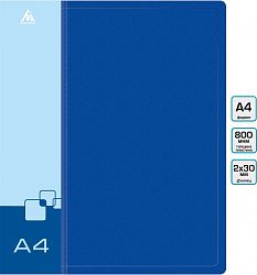 Папка на 2-х кольцах Бюрократ -0812/2RBLUE A4 пластик 0.8мм кор.40мм внутр. с вставкой синий
