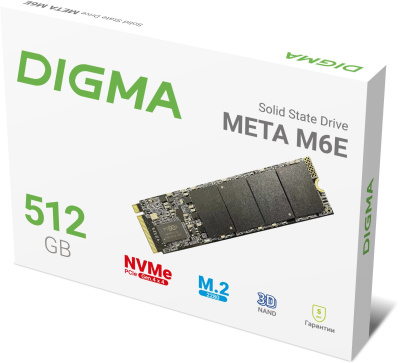 Накопитель SSD Digma PCIe 4.0 x4 512GB DGSM4512GM6ET Meta M6E M.2 2280