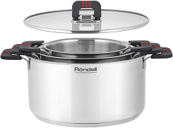 Кастрюля Rondell Stripes RDS-1636 1.2л. d=16см (с крышкой) стальной