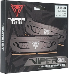 Память DDR4 2x16Gb 3200MHz Patriot PVS432G320C6K Viper Steel RTL Gaming PC4-25600 CL16 DIMM 288-pin 1.35В dual rank с радиатором Ret