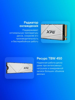 Накопитель SSD A-Data PCIe 4.0 x4 2TB AGAMMIXS60-2T-CS Gammix S60 XPG M.2 2280