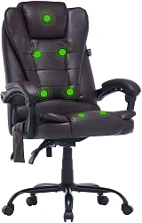Кресло Cactus CS-CHR-OC03M-BR с вибромассажем темно-коричневый экокожа с подголов. крестов.