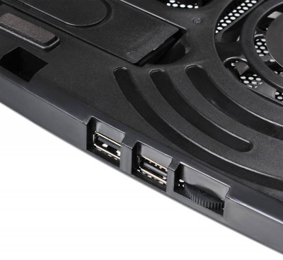 Подставка для ноутбука Buro BU-LCP156-B208 15.6"355x260x21мм 2xUSB 2x 80ммFAN 560г металлическая сетка/пластик черный