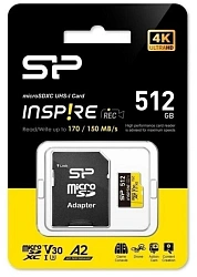 Флеш карта microSDXC 512GB Silicon Power SP512GBSTXLA2V1NSP Inspire V10 A2 + adapter