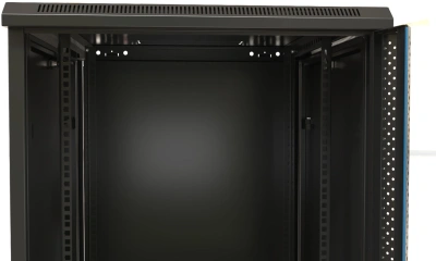 Шкаф коммутационный Hyperline (TWB-FC-1266-SR-RAL9004) настенный 12U 600x600мм пер.дв.металл 2 бок.пан. задн.дв.спл.стал.лист 60кг черный 650мм IP20 сталь