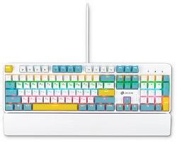 Клавиатура Оклик K951X механическая белый USB Multimedia for gamer LED (подставка для запястий) (1901079) кабель 1.8м