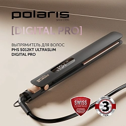 Щипцы Polaris PHS 5012KT UltraSlim Digital Pro 45Вт черный/розовый макс.темп.:220С покрытие:керамическое (PHS 5012KT)