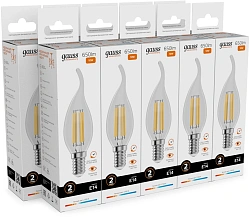 Лампа филам. Gauss Filament 10Вт цок.:E14 свеча 220B св.свеч.бел.теп. (упак.:10шт) (42110)