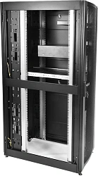 Шкаф серверный ЦМО (ШТК-СП-42.6.10-44АА-9005) напольный 42U 600x990мм пер.дв.перфор. 2 бок.пан. задн.дв.перфор. направл.под закл.гайки 1350кг черный 690мм 139кг 120град. 1950мм IP20 сталь