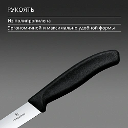 Нож кухонный Victorinox Swiss Classic (6.7903) стальной для стейка лезв.120мм прямая заточка черный