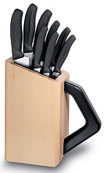 Набор ножей кухон. Victorinox Swiss Classic Cutlery Block (6.7173.8) компл.:8предм. с подставкой черный подар.коробка