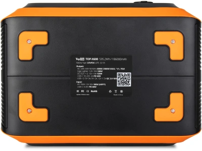 Электростанция портативная TopON TOP-X600 186000mAh 10A QC3.0/PD3.0 3xUSB черный/оранжевый (103257)