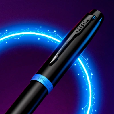 Ручка шариков. Parker IM Vibrant Rings K315 (2172941) Marine Blue PVD M син. черн. подар.кор.