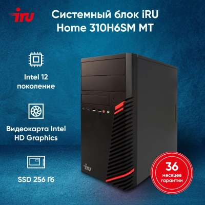 ПК IRU Home 310H6SM MT i5 12400 (2.5) 16Gb SSD256Gb UHDG 730 FreeDOS GbitEth 400W черный (1901043)