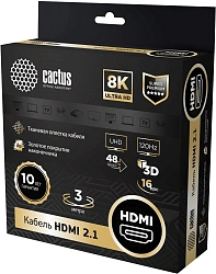 Кабель аудио-видео Cactus CS-HDMI.2.1-3 HDMI (m)/HDMI (m) 3м. позолоч.конт. серебристый