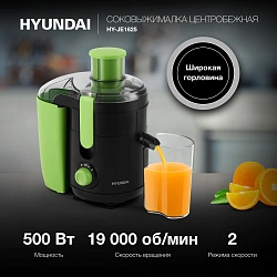 Соковыжималка центробежная Hyundai HY-JE1625 500Вт рез.сок.:450мл. черный/зеленый