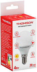 Лампа светодиодная Thomson TH-B2101 4Вт цок.:E14 шар 220B св.свеч.бел.теп. Globe (упак.:1шт)