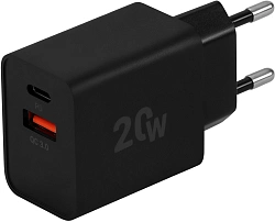 Сетевое зар./устр. Digma DGW2D 20W 3A+1A (PD+QC) USB-C/USB-A универсальное черный (DGW2D0F110BK)