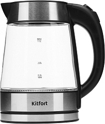 Чайник электрический Kitfort KT-6118 1.7л. 2200Вт прозрачный/серебристый корпус: стекло (КТ-6118)