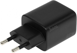 Сетевое зар./устр. Hoco N42 Elogiado 45W 3A+2.25A (PD+QC+AFC) 2xUSB type-C универсальное черный
