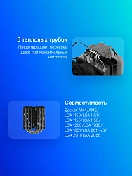 Устройство охлаждения(кулер) ID-Cooling SE-206-XT Soc-AM5/AM4/1200/1700/1851 черный 4-pin 15-35dB Al+Cu 250W 1100gr Ret