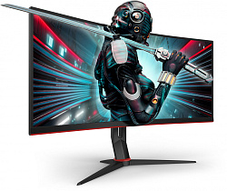 Монитор AOC 34" Gaming CU34G2X черный/красный VA LED 1ms 21:9 HDMI матовая HAS 300cd 178гр/178гр 3440x1440 144Hz FreeSync Premium DP Quad 2K (1440p) USB 8.1кг