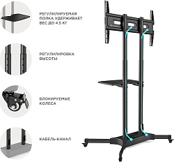 Подставка для телевизора Onkron TS1351 черный 32"-65" макс.50кг напольный мобильный