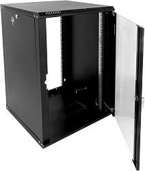 Шкаф коммутационный ЦМО (ШРН-Э-18.350-9005) настенный 18U 600x350мм пер.дв.стекл 85кг черный 300мм 22.14кг 180град. 878мм IP20 сталь