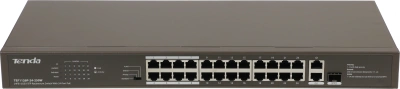 Коммутатор Tenda TEF1126P-24-250W (L2) 24x100Мбит/с 2x1Гбит/с 1SFP 24PoE 230W неуправляемый