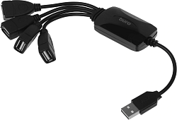 Разветвитель USB 2.0 Buro BU-HUB4-0.3-U2.0-Splitter 4порт. черный