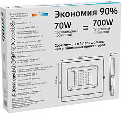 Прожектор уличный Gauss Elementary светодиодный 70Втчерный (613100270)