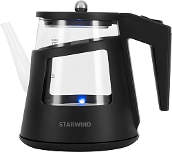 Чайник электрический Starwind SKG2113 1л. 1000Вт черный/прозрачный корпус: стекло