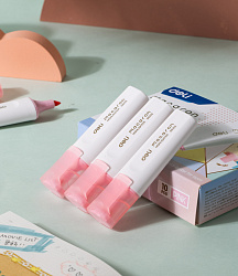 Набор текстовыделителей Deli ES621SPINK-P Macaron скошенный пиш. наконечник 1-5мм розовый (10шт.)