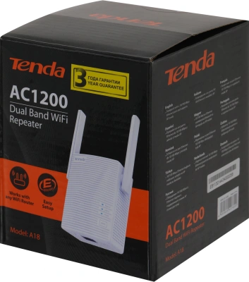 Повторитель беспроводного сигнала Tenda A18 AC1200 Wi-Fi белый