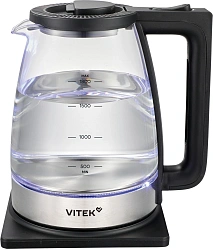 Чайник электрический Vitek VT-WK1071 1.7л. 1800Вт черный/серебристый корпус: стекло