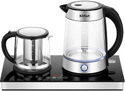 Чайный набор Kitfort КТ-6741 1.7л. 2200Вт черный/нержавеющая сталь корпус: стекло/металл/пластик