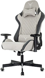 Кресло игровое Knight Regal Fabric светло-серый/серый искусственная замша крестов. металл