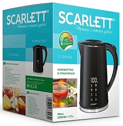 Чайник электрический Scarlett SC-EK21S66 1.7л. 2200Вт черный корпус: металл