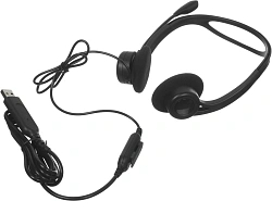 Наушники с микрофоном Logitech 960 черный 2.4м накладные USB оголовье (981-000100)