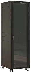 Шкаф серверный Hyperline (TTBR-4261-AS-RAL9004) напольный 42U 600x1000мм пер.дв.стекл задн.дв.спл.стал.лист 2 бок.пан. 800кг черный 910мм 128.2кг 2055мм IP20 сталь