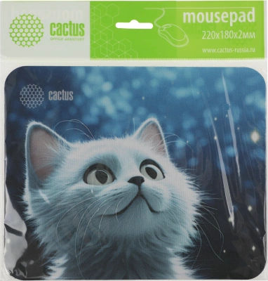 Коврик для мыши Cactus White Cat рисунок 220x180x2мм (CS-MP-P06XS)