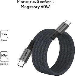 Кабель Magssory CBL001 USB Type-C (m)-USB Type-C (m) 1.2м черный коробка (упак.:1шт)