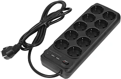 Сетевой фильтр Powercom SP-10 USB2A1СB 1.8м 1.8м (10 розеток) черный (коробка)