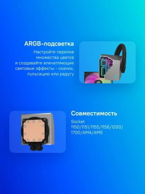 Система водяного охлаждения Deepcool LT240 ARGB Soc-AM5/AM4/1200/1700/1851 черный 4-pin 38.71dB Al 280W 1504gr Ret (R-LT240-BKAMNC-G-1)