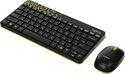 Клавиатура + мышь Logitech MK240 клав:черный/желтый мышь:черный/желтый USB беспроводная slim Multimedia (920-008198)