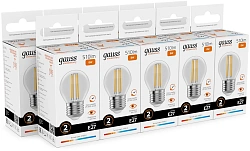 Лампа филам. Gauss Filament 8Вт цок.:E27 шар 220B св.свеч.бел.теп. (упак.:10шт) (52218)