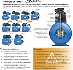Насосная станция Джилекс Джамбо 60/35 Н-24 620Вт 3600л/час (в компл.:Реле давления РДМ-5, гидроаккумулятор 24 литра) (4022)