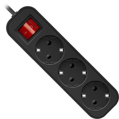 Сетевой удлинитель Defender G330 3м (3 розетки) черный (коробка)