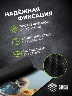 Коврик для мыши Cactus Owl gray рисунок 300x250x3мм (CS-MP-D12M)