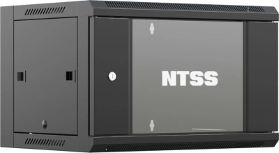 Шкаф коммутационный NTSS NTSS-W12U6060GS-BL настенный 12U 570x600мм пер.дв.стекл 60кг черный 500мм 27кг 220град. 635мм IP20 сталь
